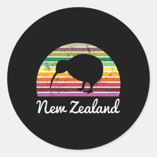 Nieuw-Zeeland T-shirt Kiwi Vogel Vakantie Cadeau Ronde Sticker