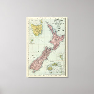 Nieuw-Zeeland, Tasmania, Fiji Canvas Afdruk