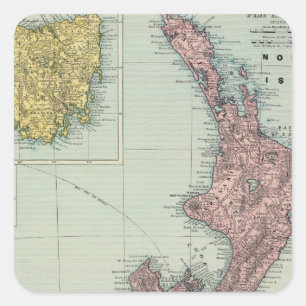 Nieuw-Zeeland, Tasmania, Fiji Vierkante Sticker