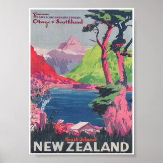Nieuw-Zeeland Vintage Travel Poster
