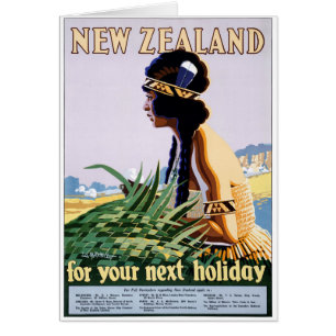Nieuw-Zeeland Vintage Travel Poster teruggezet