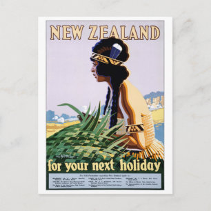 Nieuw-Zeeland Vintage Travel Poster teruggezet Briefkaart