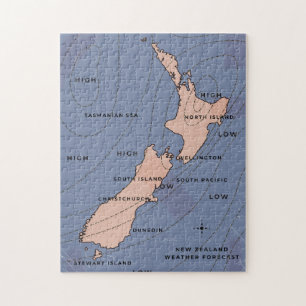 Nieuw-Zeeland Vintage weerkaart Legpuzzel