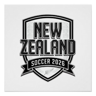 Nieuw-Zeeland Voetbal 2026 Voetbal Vet Land Typogr Perfect Poster
