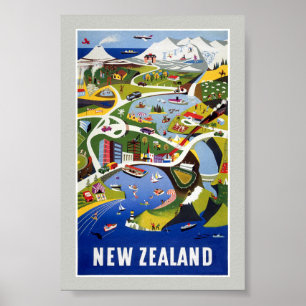 Nieuw-Zeeland Wellington Oude Reisposter Poster