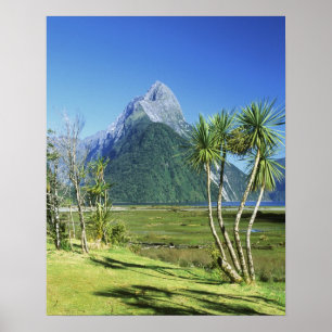 Nieuw-Zeeland, Zuid-eiland, Miter Peak, Poster