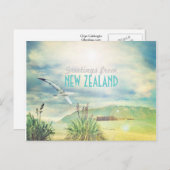 Nieuw-Zeelands strand & berg Briefkaart (Voorkant / Achterkant)