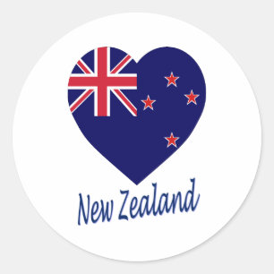 Nieuw-Zeelands Vlag Hart Ronde Sticker