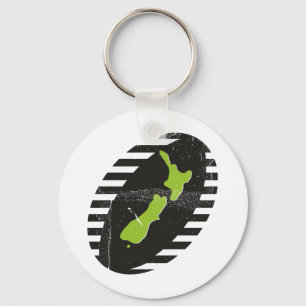 Nieuw-Zeelandse kaart op Rugby Ball Grungy Sleutelhanger