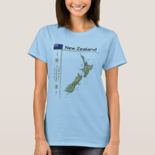 Nieuw-Zeelandse kaart + vlag + titel T-shirt