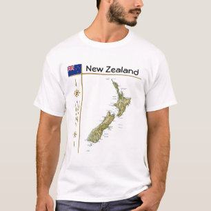 Nieuw-Zeelandse kaart + vlag + titel T-shirt