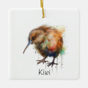 Nieuw-Zeelandse Kiwi waterverf Keramisch Ornament