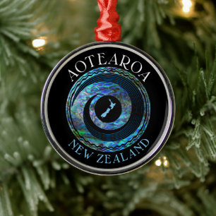NIEUW-ZEELANDSE KORU PAUA KERSTVERSIERING METALEN ORNAMENT