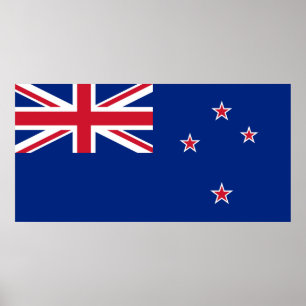 Nieuw-Zeelandse nationale vlag, Kiwis, Oceanië Poster