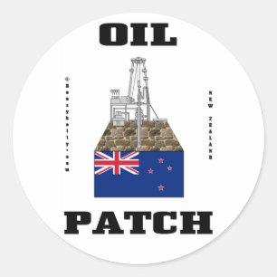 Nieuw-Zeelandse oliepatch, Sticker, olie, gas, oli Ronde Sticker