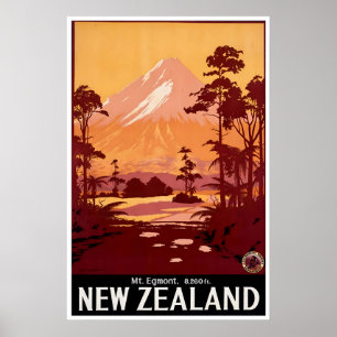 Nieuw-Zeelandse Reisposter Mt Egmont Kunst Nieuw Poster
