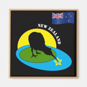 Nieuw-Zeelandse vlag en Kiwi-vogelreis, vakantie/B Magneet