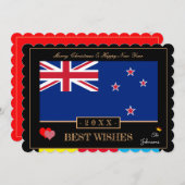 Nieuw-Zeelandse vlag & Gelukkig Nieuwjaar / Beste Feestdagenkaart (Voorkant / Achterkant)