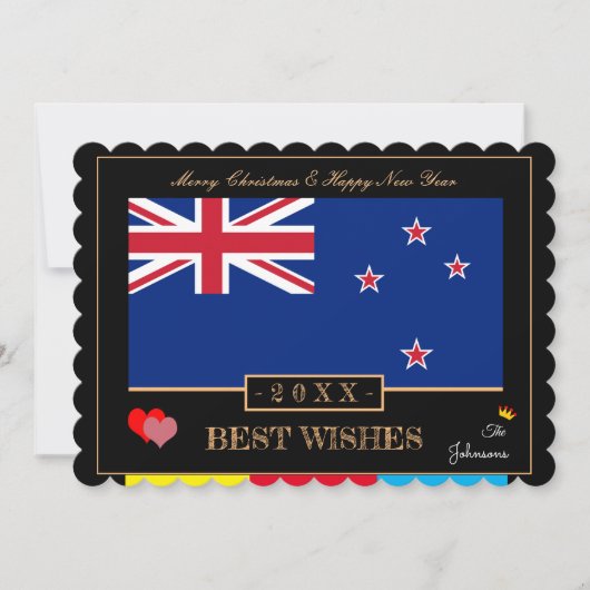 Nieuw-Zeelandse vlag & Gelukkig Nieuwjaar / Beste Feestdagenkaart (Voorkant)