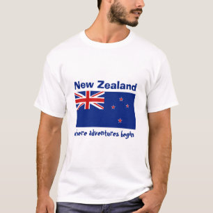 Nieuw-Zeelandse Vlag + Kaart + Tekst T-shirt