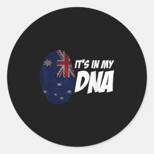 Nieuw-Zeelandse Vlag Kiwi Vingerafdruk Cadeau Nieu Ronde Sticker