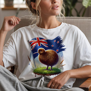 Nieuw-Zeelandse vlag & Kiwi vogel T-shirt