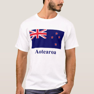Nieuw-Zeelandse vlag met naam in Maori T-shirt