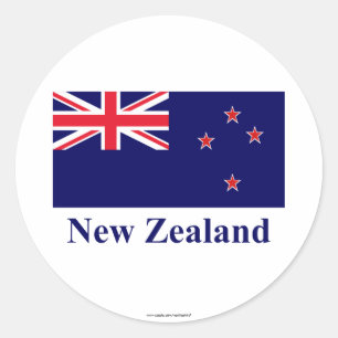 Nieuw-Zeelandse vlag met naam Ronde Sticker