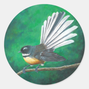 Nieuw-Zeelandse waaierstaart (piwakawaka) - Zelfkl Ronde Sticker
