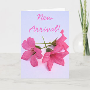 Nieuwe aankomst baby meisje roze bloemen wenskaart kaart