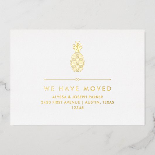 Nieuwe aankondiging adres met Gold Foil ananas (Voorkant)