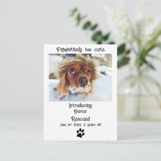 Nieuwe aankondiging van Pet Dog Briefkaart (Staand voorkant)