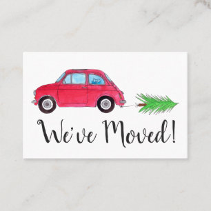 Nieuwe adres retro Fiat 500 met kerstboom Visitekaartje