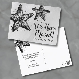 Nieuwe Adres Strand Bewegende Aankondiging Kaart