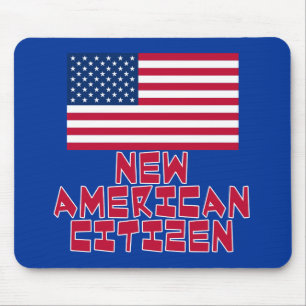 Nieuwe Amerikaanse staatsburger met Amerikaanse vl Muismat