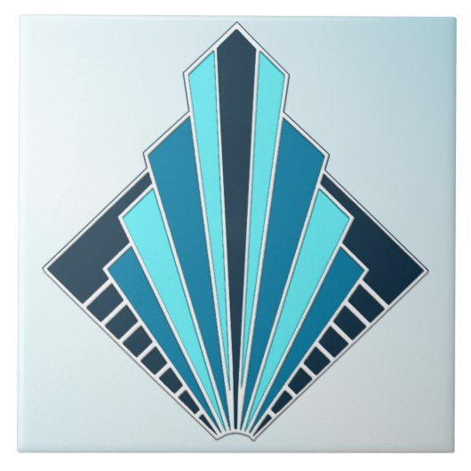 Nieuwe Art Deco-keramiek (blauw) Tegeltje (Voorkant)