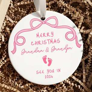 Nieuwe Baby Aankondiging Kerstmis Keramisch Ornament