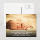 Nieuwe Baby aankondiging (witte tekst, horizontaal (Voorkant / Achterkant)