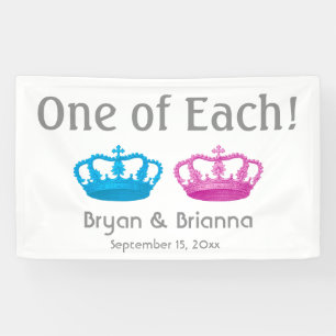 Nieuwe Baby Announge TWIN GIRL en BOY Crowns A1 Spandoek