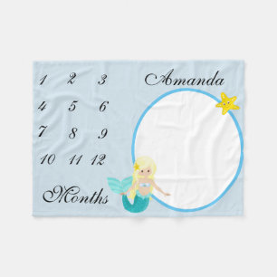 Nieuwe Baby Baby Milestone Mermaid Keepsake Foto Fleece Deken
