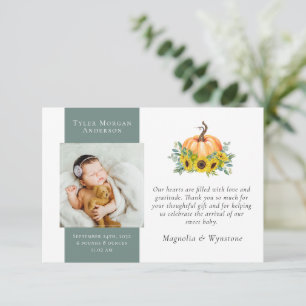 Nieuwe baby bedankt   Herfst Pumpkin Sunflower