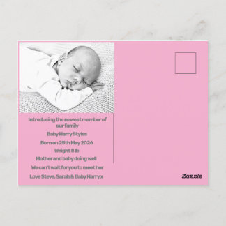 Nieuwe Baby Boy Geboorte Aankondiging Blauw paarse Briefkaart