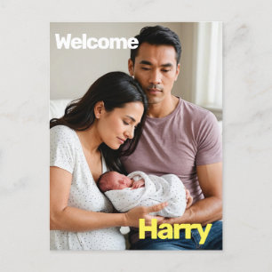 Nieuwe Baby Boy Meisje Geboorte Aankondiging Foto  Briefkaart