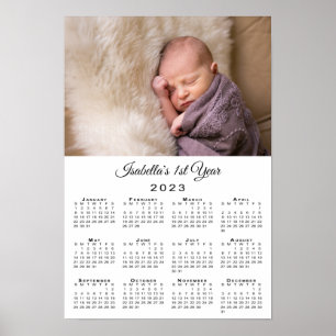Nieuwe baby, eerste jaar Foto en naam 2023 Agenda Poster