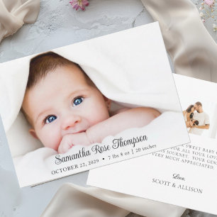 Nieuwe Baby Elegant Foto Geboorte Aankondiging Kaa
