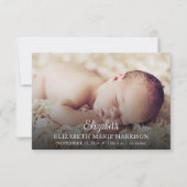 Nieuwe Baby Elegant Script Foto geboorteaankondigi Kaart (Voorkant)