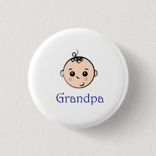 Nieuwe baby en opa ronde button 3,2 cm