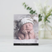 Nieuwe Baby Foto Bedankkaartjes Modern Budget (Staand voorkant)