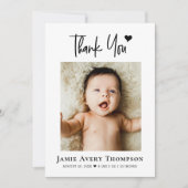 Nieuwe Baby Foto Dank u Modern Heart Birth Aankondiging (Voorkant)