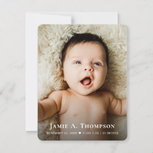 Nieuwe Baby Foto Eenvoudige Hart Moderne Geboorte Aankondiging